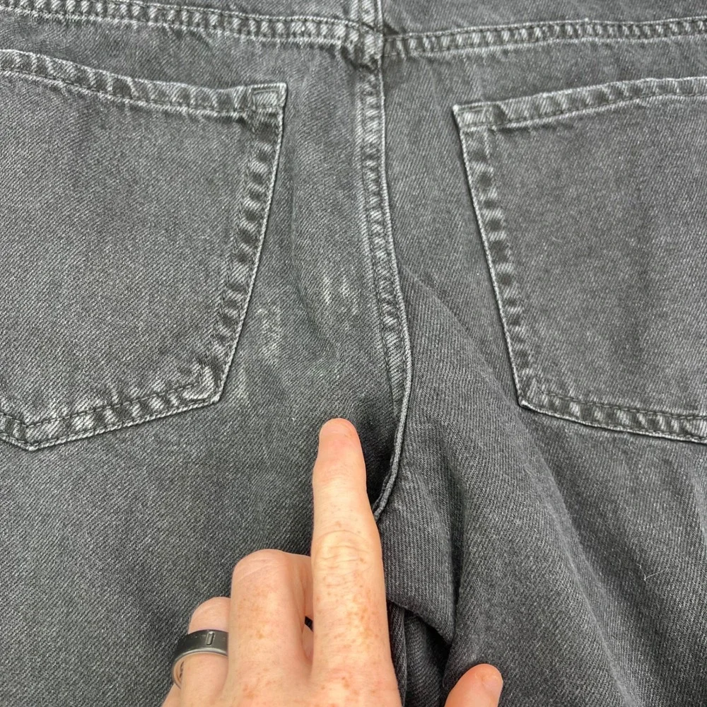 Aeropostale Low Rise Baggy Jeans Women 6R Black Distressed Ripped Denim Wide Leg